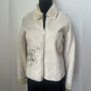 Women's Cream Jacket with Floral Detail